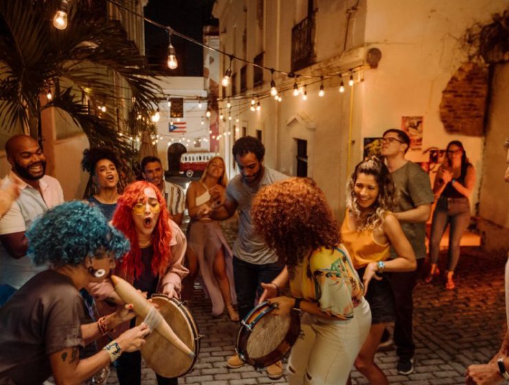 People celebrating the holiday season in Puerto Rico