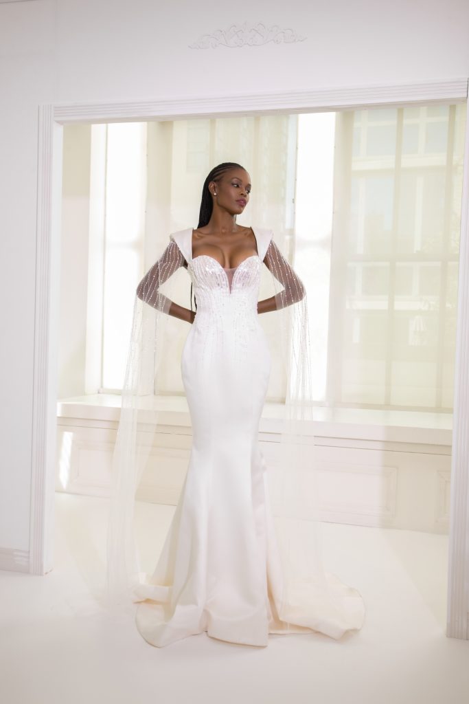This dress is one from The Cathedral Collection by bridal designer Ugochi Iwuaba.